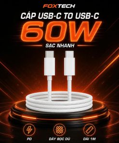 Cáp Sạc Nhanh PD 60W Type-C To Type-C Dây Dù Siêu Bền 1 Mét