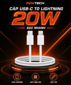 Cáp Sạc Nhanh Type-C to Lightning PD 20W Bọc Dù Cao Cấp 1M Cho iP