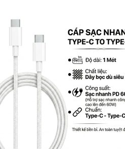 Cáp Sạc Nhanh PD 67W Type-C To Type-C Dây Dù Siêu Bền 1 Mét